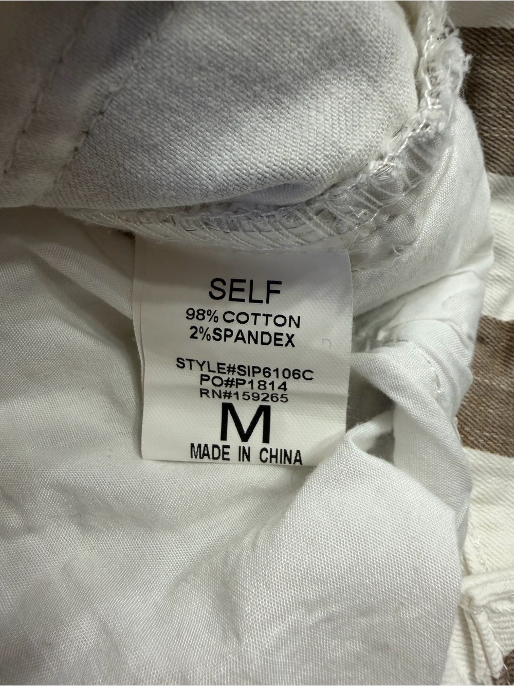 Saints & Hearts Women’s Sz M Long Brown White Striped Bell Bottom Pants Jeans - Picture 3 of 5